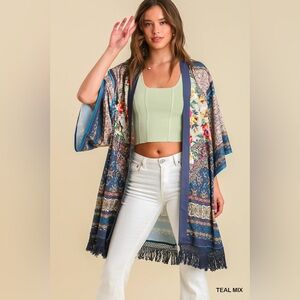 Umgee Multicolor Bohemian Kimono Jacket